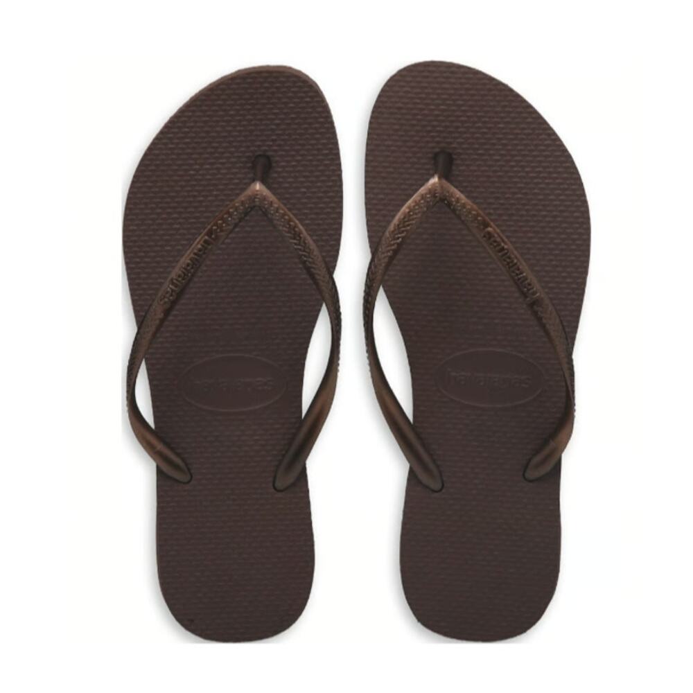 Havaianas Women's Slim Metallic Flip-flop Sandals, Dark Brown Size 6W